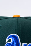 NEW ERA "ALMIGHTY" OAKLAND ATHLETICS FITTED HAT (DARK GREEN/A GOLD)