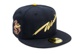 NEW ERA "OHLONE” PHILADELPHIA WARRIORS FITTED HAT (NAVY/A GOLD)