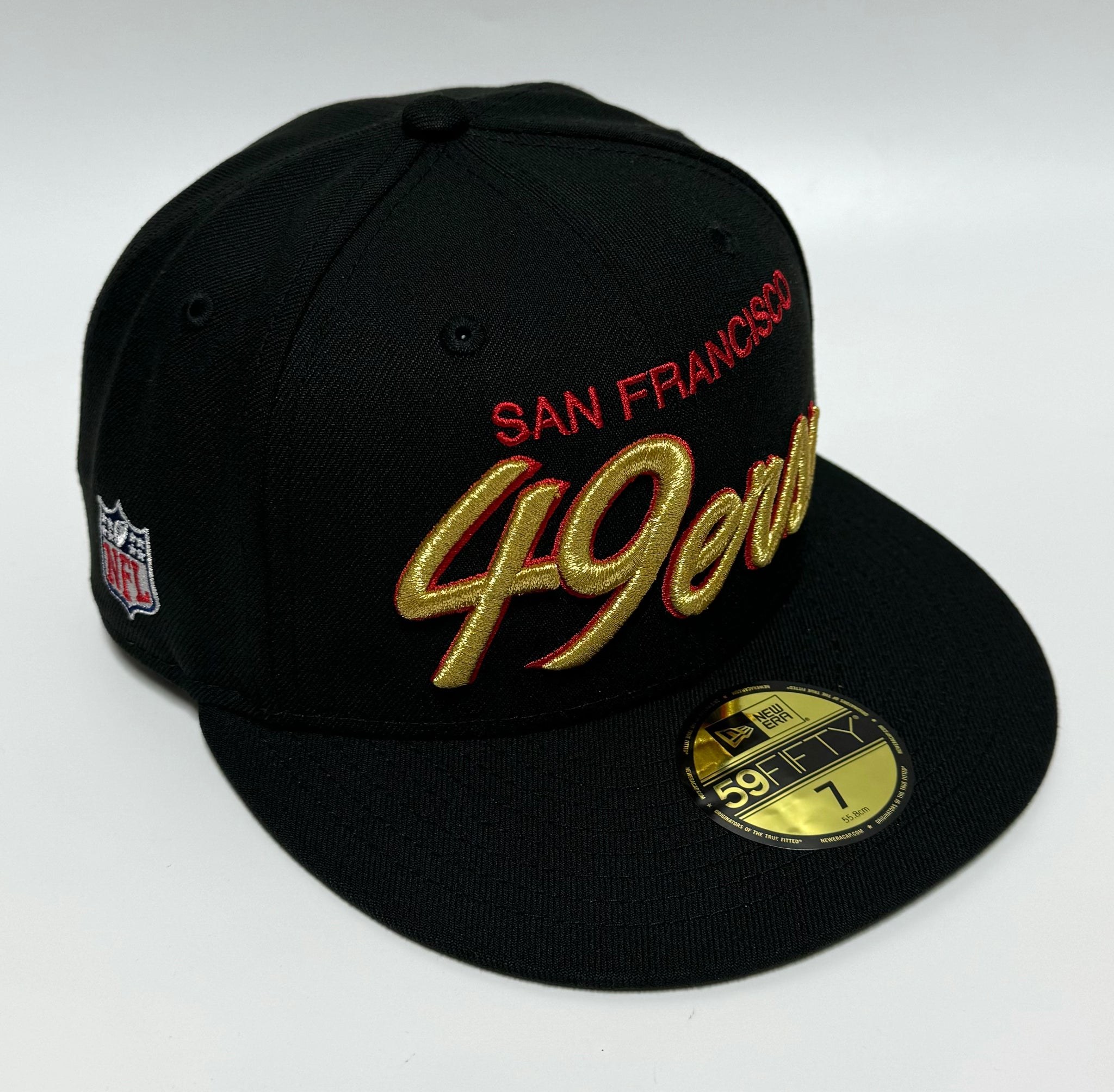 NEW ERA SIDE SHIELD SF 49ERS FITTED HAT BLACK METALLIC GOLD So Fresh Clothing