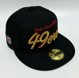 NEW ERA "SIDE SHIELD" SF 49ERS FITTED HAT (BLACK/METALLIC GOLD)