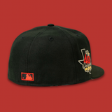 NEW ERA "EVIL BROTHER" TEXAS RANGERS FITTED HAT (BLACK//REAL TREE UV)