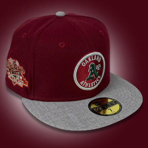 NEW ERA "BIG GAME" OAKLAND ATHLETICS FITTED HAT (CARDINAL RED/HEATHER GREY)