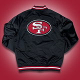 MITCHELL & NESS "DOUBLE CLUTCH" SAN FRANCISCO 49ERS SATIN JACKET (BLACK)