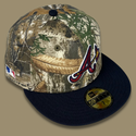 NEW ERA "AXE WAX" ATLANTA BRAVES FITTED HAT (REAL TREE/NAVY) (SIZE 6 7/8 & 8)