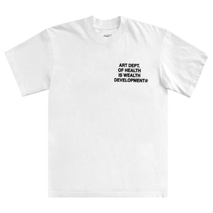 PETALS AND PEACOCKS "HEALTH IS WEALTH" TEE (WHITE)