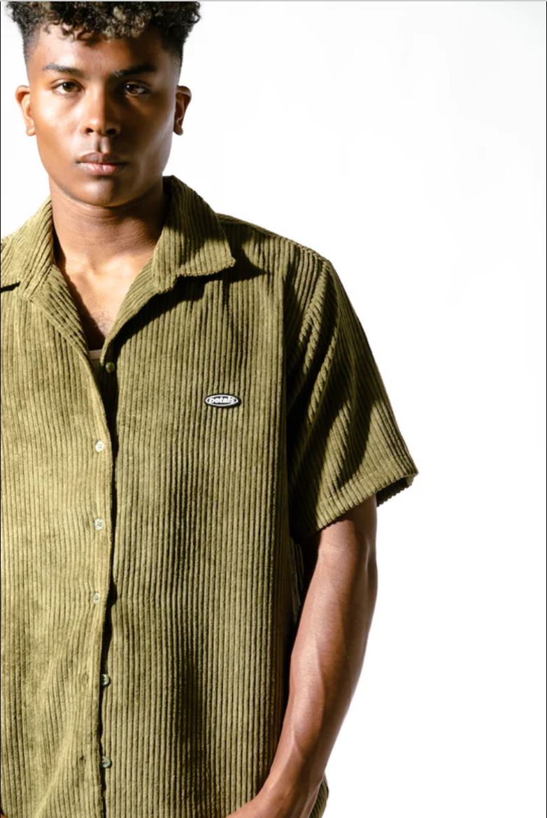 Olive green corduroy hot sale shirt