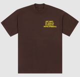 PETALS & PEACOCKS "HEALTH IS WEALTH"  TEE (BROWN)