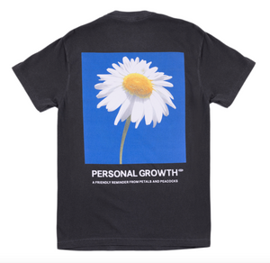PETALS & PEACOCKS "PERSONAL GROWTH" TEE (VINTAGE BLACK)c