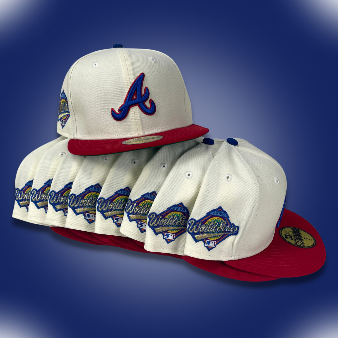 New Era Atlanta Braves White on Red Fitted Hat 7 1/8