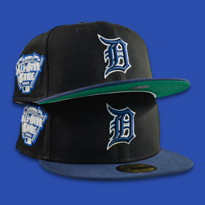 NEW ERA "LETTERMAN" DETROIT TIGERS FITTED HAT (BLACK/NAVY) (SIZE 7 1/2, 7 3/4)