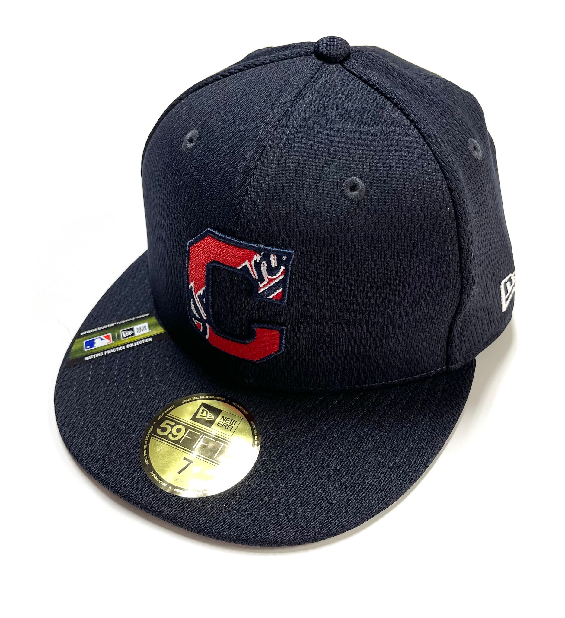New Era 59Fifty CLEVELAND INDIANS Black Fitted Ball Cap Hat Sz