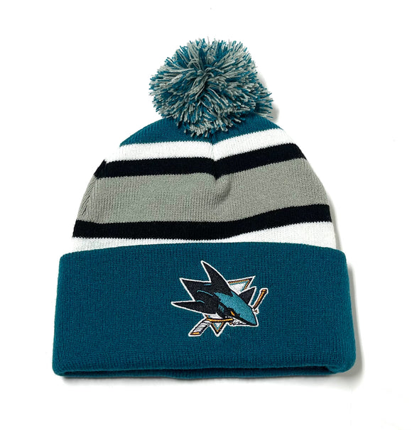 MITCHELL NESS STRIPE SAN JOSE SHARKS POM BEANIE So Fresh Clothing