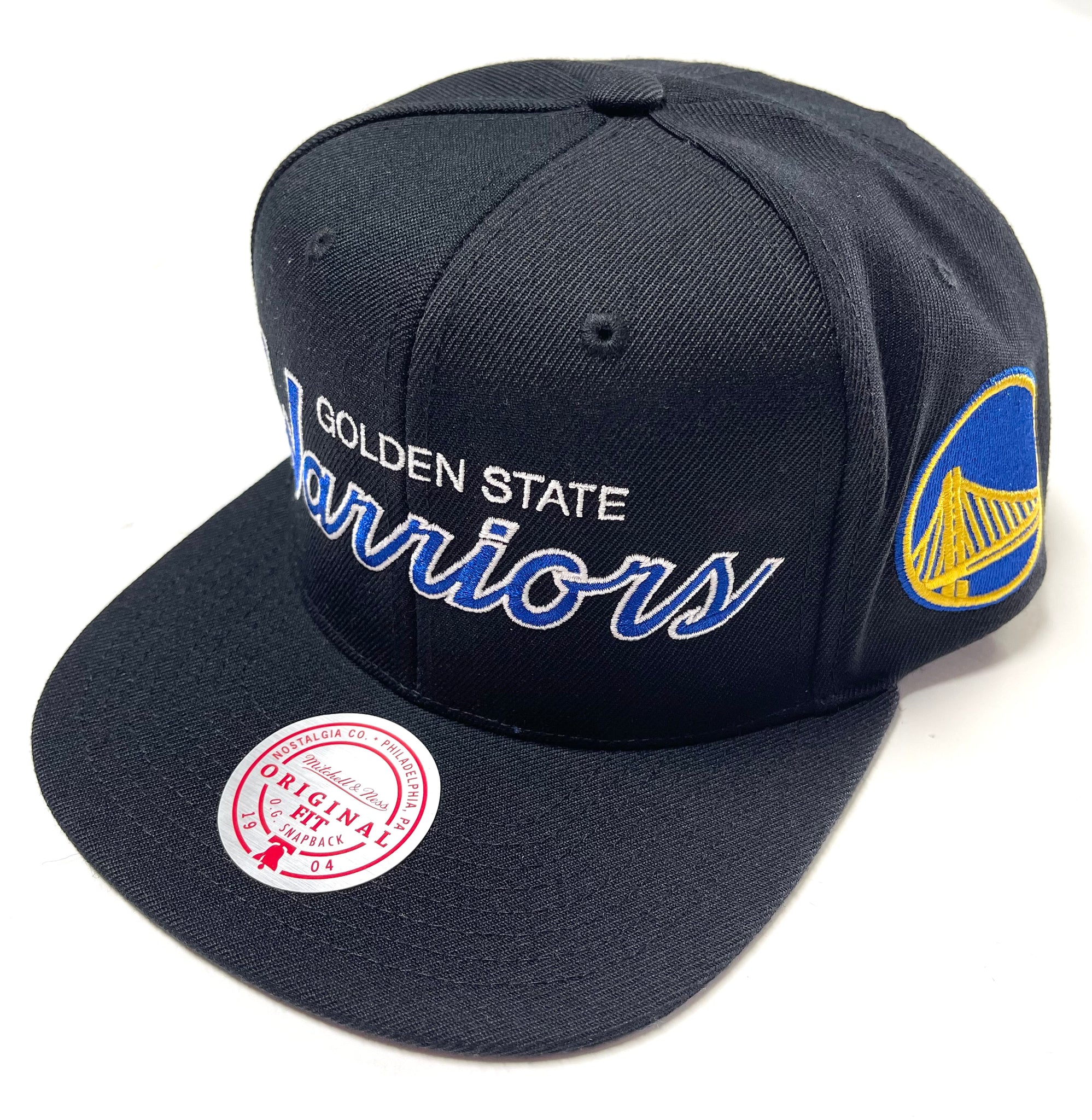 Golden State Warriors Script Mitchell & Ness Black NBA Snapback Hat