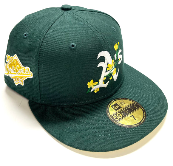 NEW ERA SIDEPATCH BLOOM OAKLAND A'S FITTED HAT (DARK GREEN/YELLOW) – So  Fresh Clothing