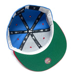 NEW ERA “ANGRY TEXANS” TEXAS RANGERS FITTED HAT (AIR FORCE BLUE/SCARLET)