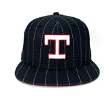 NEW ERA "COUNTRY CLUB" TEXAS RANGERS FITTED (BLACK PINSTRIPE/RED)