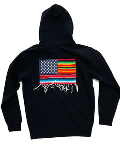 AKOMPLICE “MI BANDERA” APPLIQUE ZIP HOODIE (BLACK)